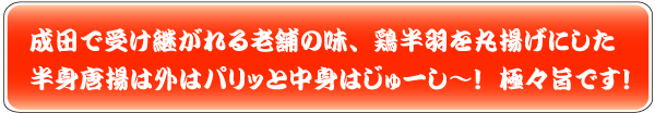 鳥半・魚半 〒286-0033 千葉県成田市花崎町846 